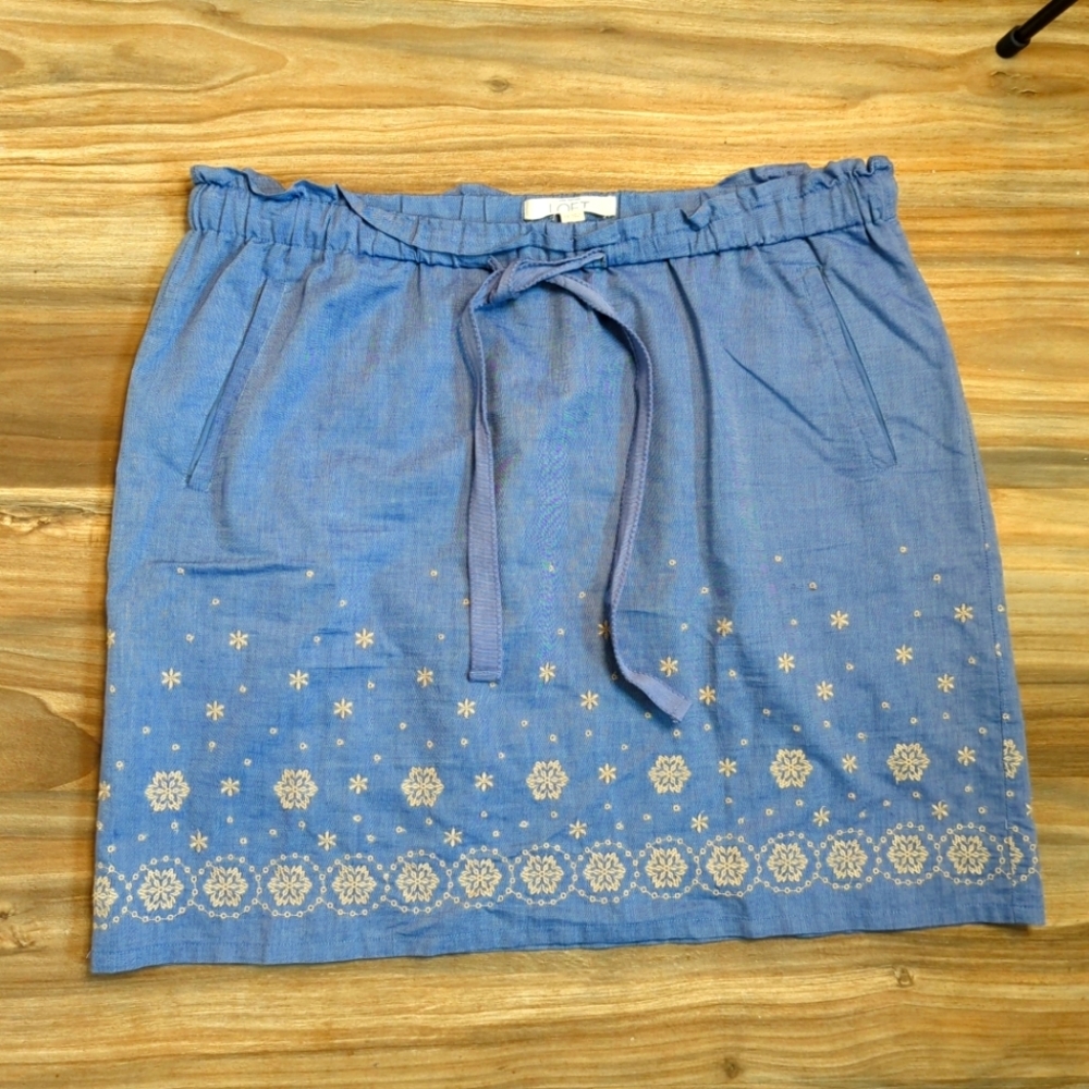 Ann‎ Taylor LOFT women's skirt size 14 elastic waist front pockets mini